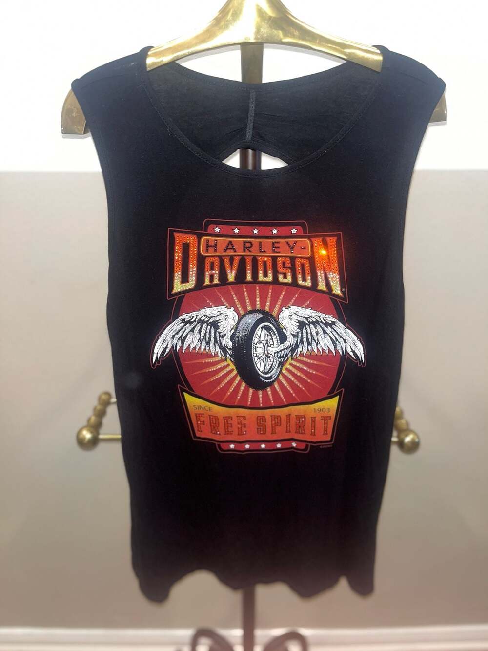 Harley-Davidson Free Spirit Rhinestone Tank Top Black XL